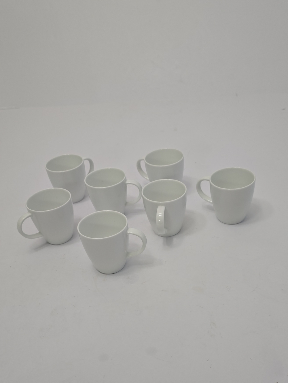 Crate & Barrel Set Of 7 Porcelain White Small Espresso Cups